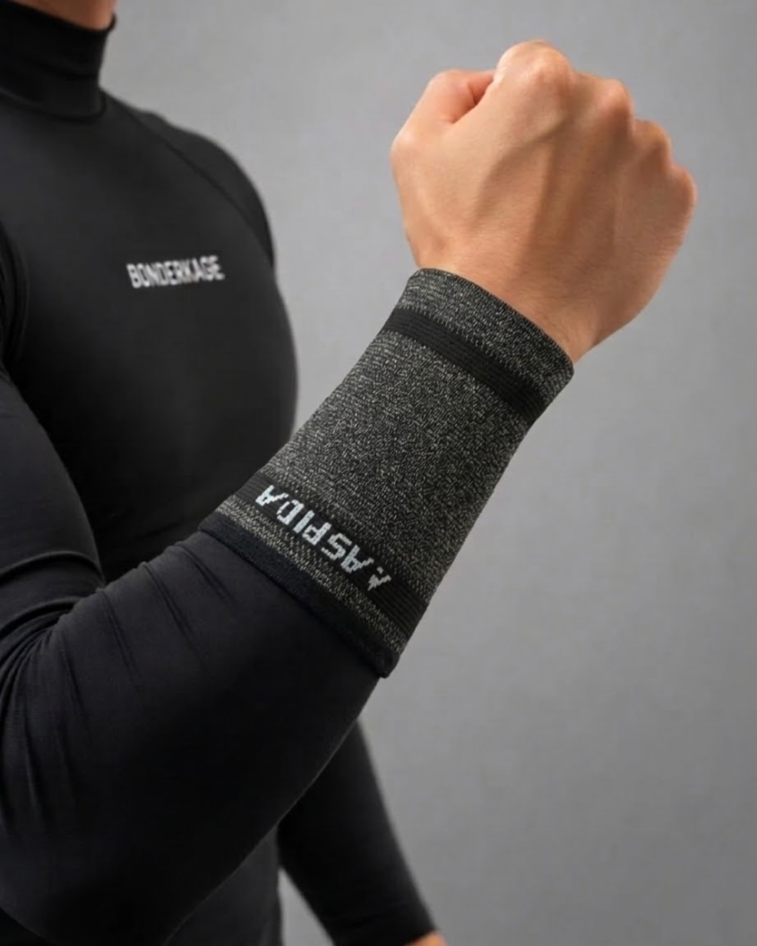 A soft, stretch compression sleeve worn directly against the skin, engineered with 360° A9 cut protection around the wrist for secure, low-profile coverage without itching or irritation.